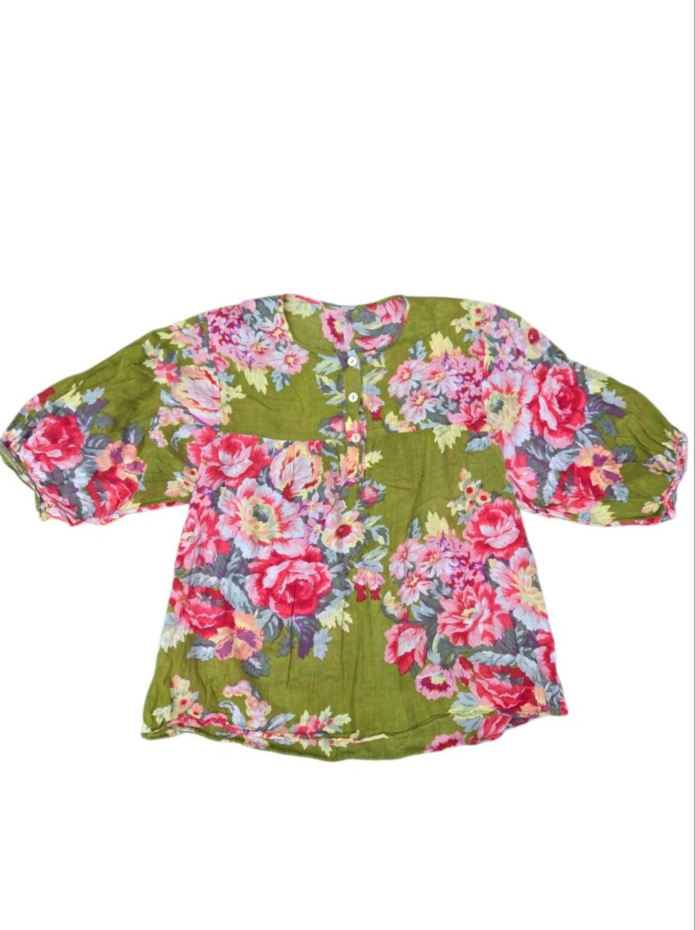Boho Floral Peasant Blouse XL